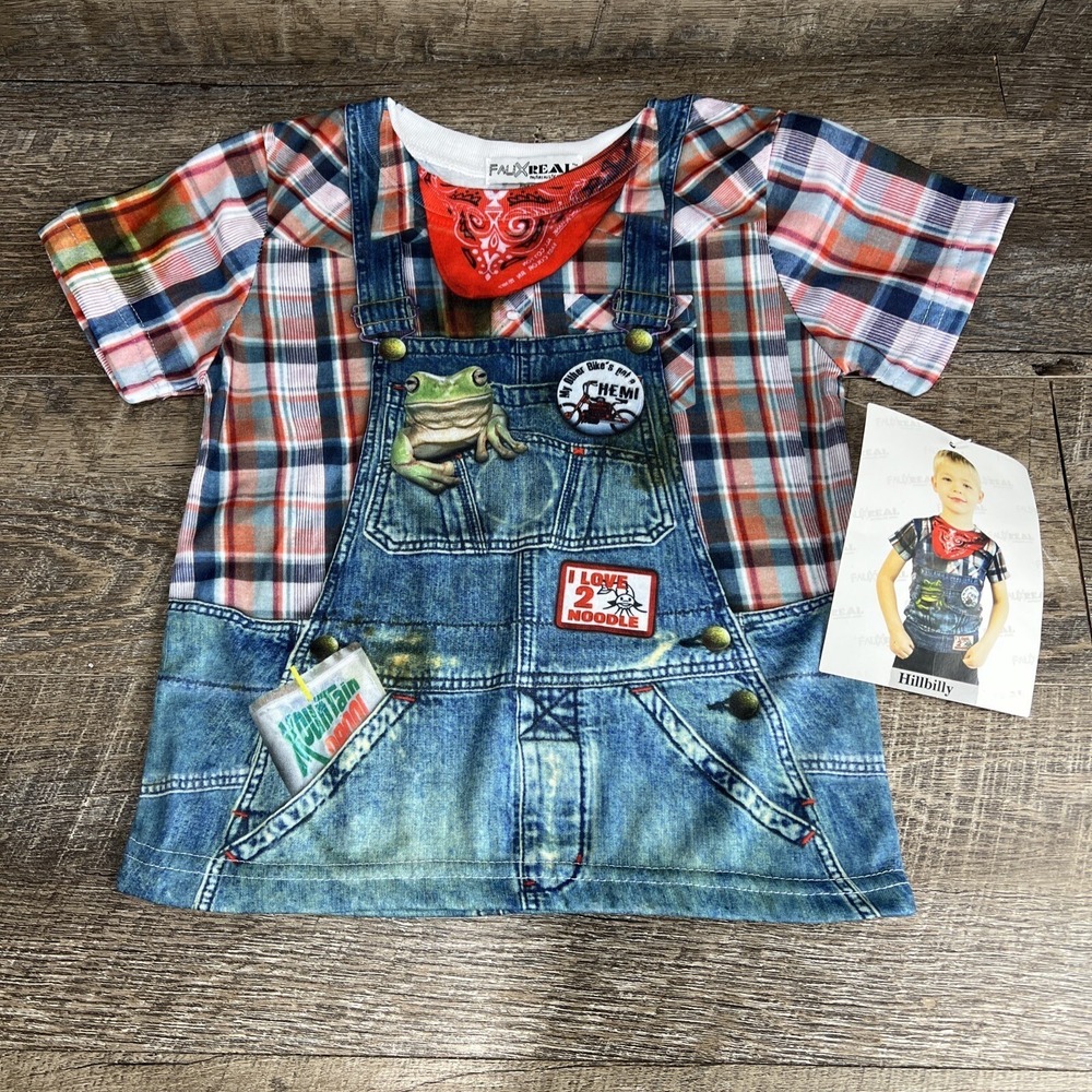 Faux Real Photorealistic Apparel Hillbilly Large 4T Costume T-Shirt New w/ Tags